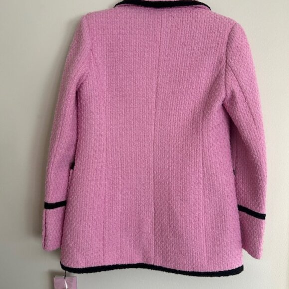 Anthropologie Avec Les Filles Contrast Pink Tweed Jewel Lined Blazer NWT - Picture 16 of 16
